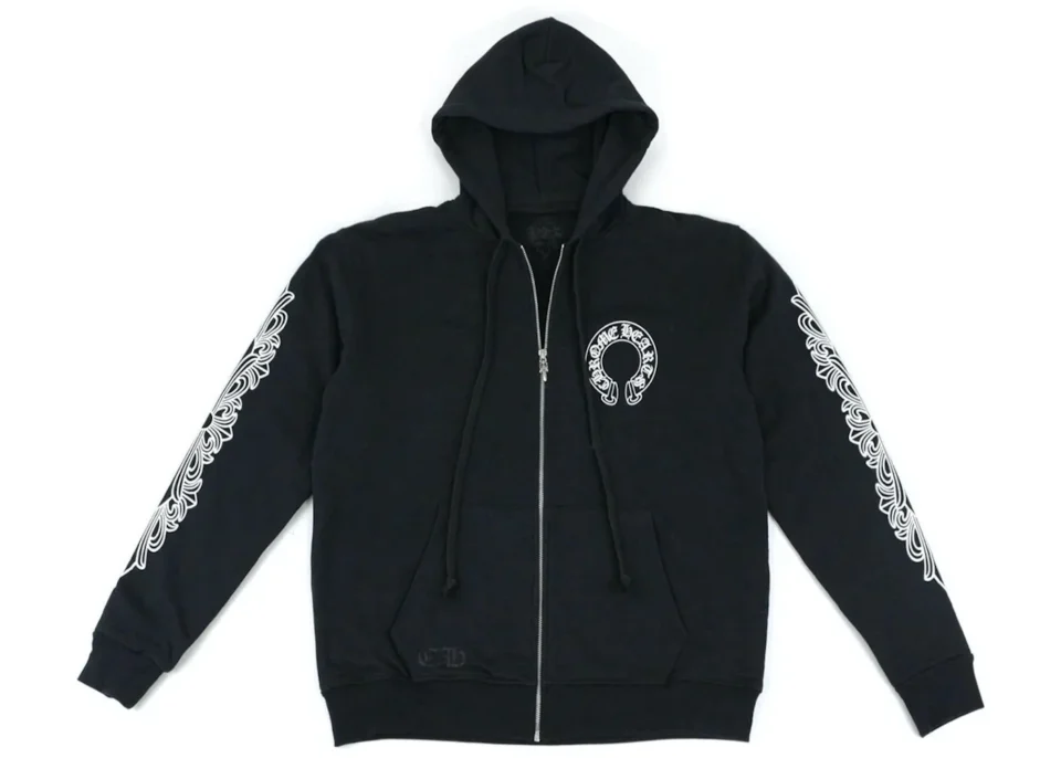 Black Chrome Hearts Zip Up Hoodie - front