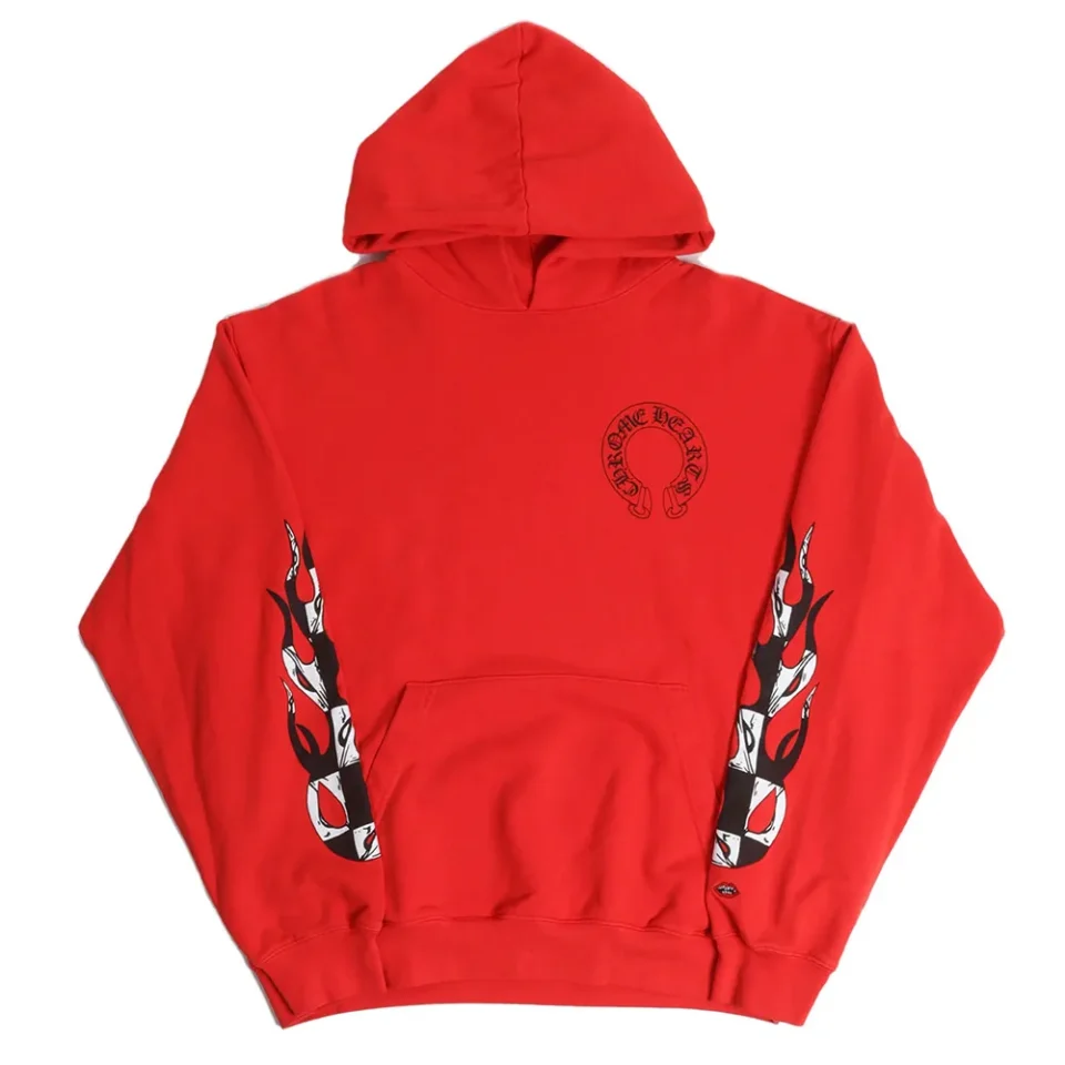 red chrome hearts hoodie - front