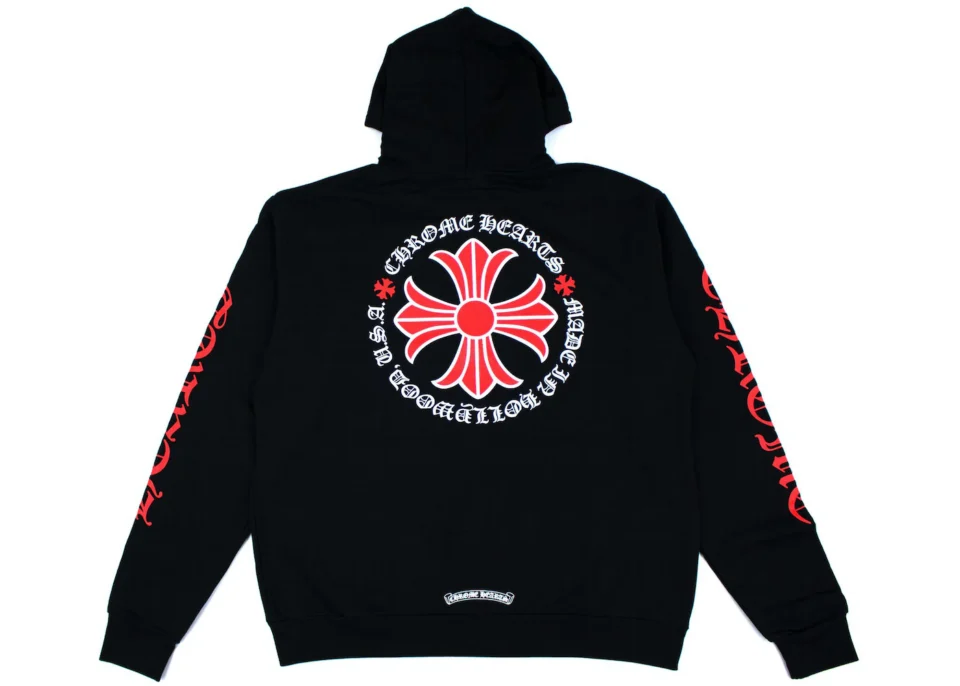 Black and Red Chrome Hearts Hoodie Zip Up - black