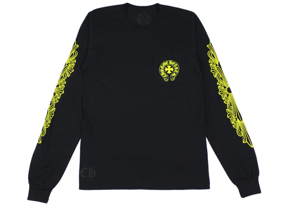 black and yellow chrome hearts shirt - front