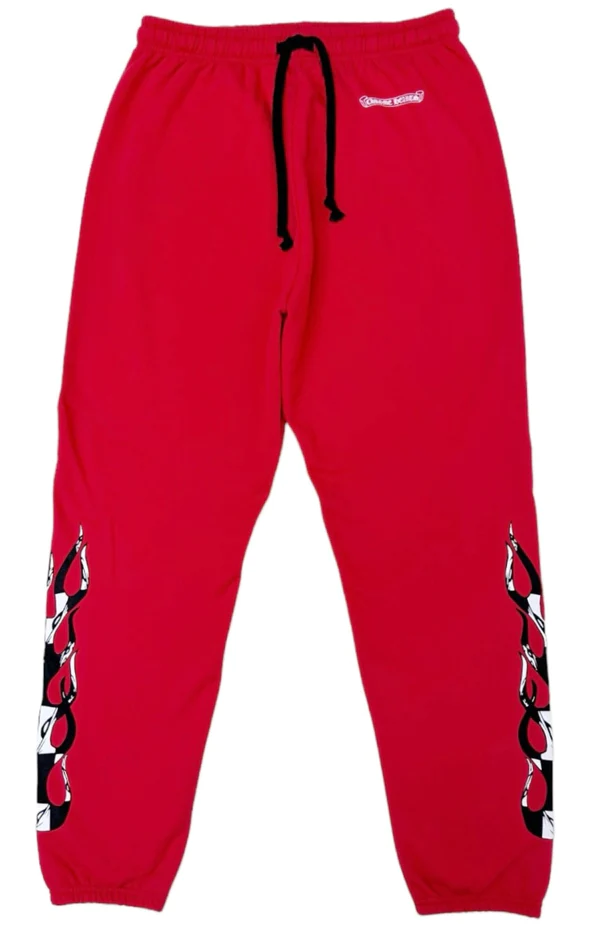 chrome hearts red sweatpants front side image