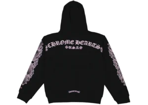 Chrome Hearts USA Matty Boy Logo Shoulder Black and Pink Hoodie - back