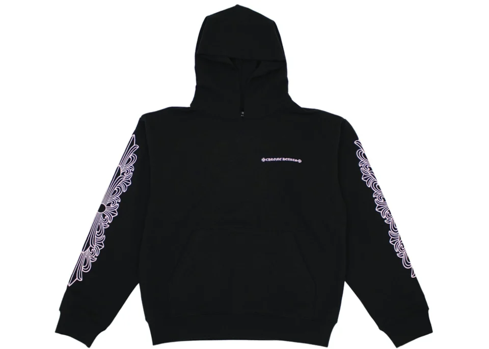 Chrome Hearts USA Matty Boy Logo Shoulder Black and Pink Hoodie - front