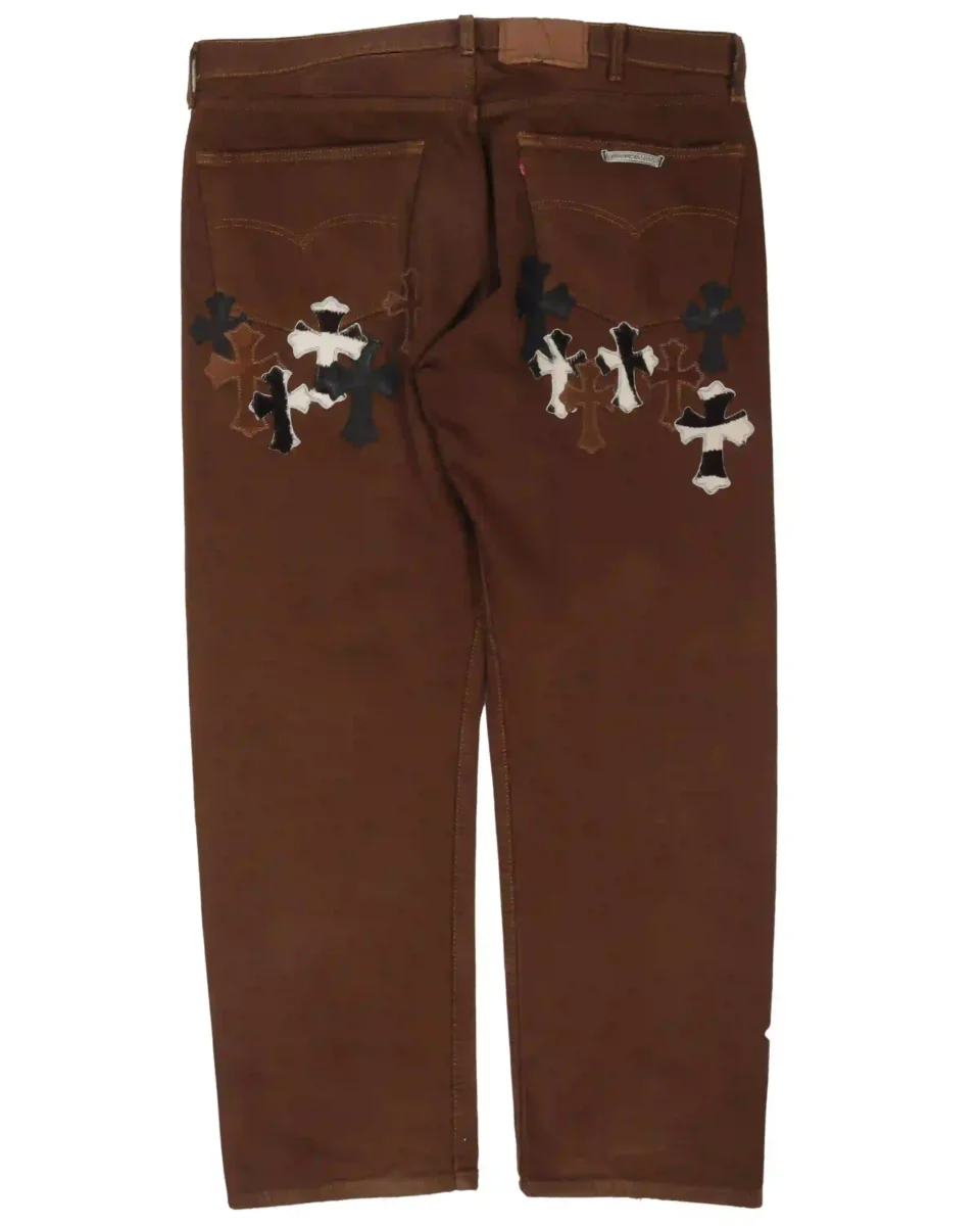 Chrome Hearts Levi's Multi Cross Brown Jeans - back